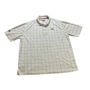Lacoste Shirt 2XL White Mens Casual Windowpane Logo Golf Polo Rugby Short Sleeve